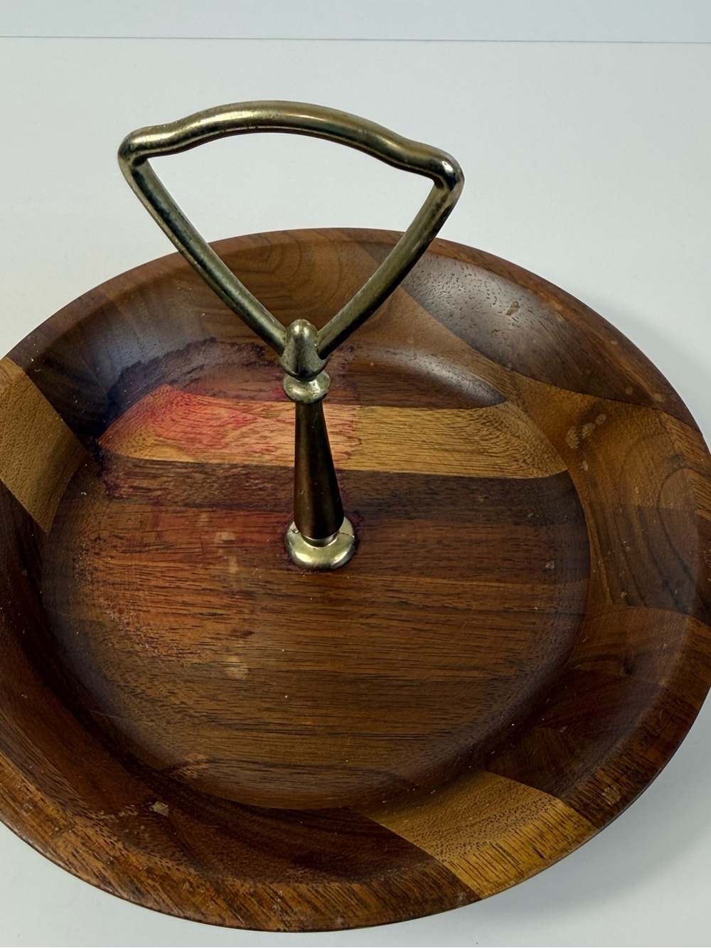 Vintage Solid American Walnut Center Handle Tray | Catchall Nut Dish MCM - Picture 2 of 6